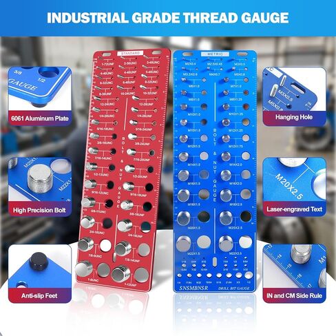 Upgrade Thread Checker, 80 Nut and Bolt Thread Checker 34 Standard and 26 Metric and 20 Drill Bit Gauge, Suitable for Nut Bolt Size Finder Classification in Kuwait