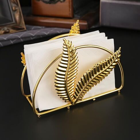 Iron Golden Leaf Tabletop Napkin Holder - Decorative Leaf Motif | For Restaurants, Bars, Hotels & Home Kitchen in Kuwait