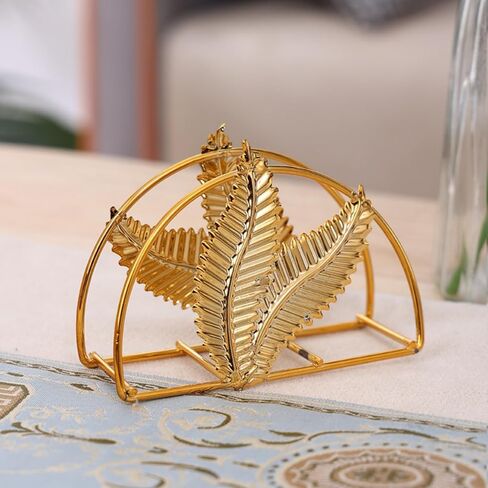Iron Golden Leaf Tabletop Napkin Holder - Decorative Leaf Motif | For Restaurants, Bars, Hotels & Home Kitchen in Kuwait