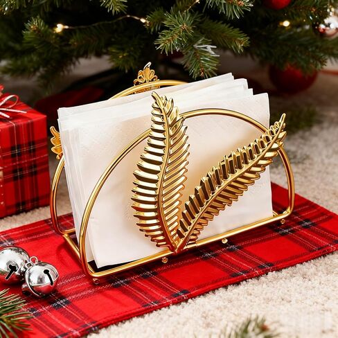 Iron Golden Leaf Tabletop Napkin Holder - Decorative Leaf Motif | For Restaurants, Bars, Hotels & Home Kitchen in Kuwait