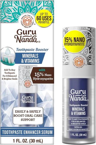 GuruNanda Toothpaste Booster with 15% Nano Hydroxyapatite – Add to Toothpaste for Whitening & Fresh Breath, Fluoride-Free Formula with Vitamins & Minerals, Up to 60 Uses in Kuwait