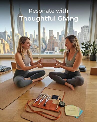 Tuning Forks for Healing Set - 4 Frequencies (128Hz, 136.1Hz, 432Hz, 528Hz) with Gem Foot, Visual Mandala Cards - Premium Sound Therapy Kit for Mindful Relaxation, Anxiety Relief & Holistic Wellness in Kuwait
