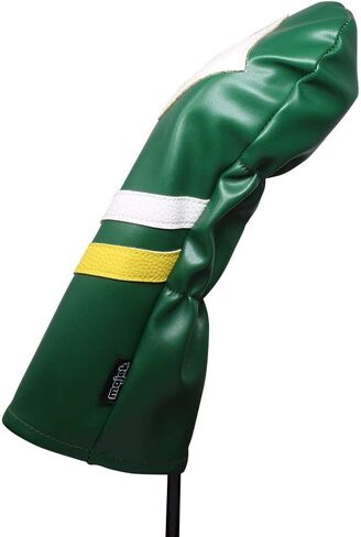 Majek Retro Golf Headcovers Green White and Yellow Vintage Leather Style 1 & 3 Driver and Fairway Head Cover Fits 460cc Drivers Classic Look in Kuwait