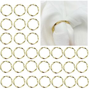 Gold Napkin Rings Set of 30, Matte Metal Twisted Wave-Shaped Napkin Holders | Metal Napkin Rings, Table Decorations Fit for Weddings, Parties, Christmas and All Kinds of Occasions in Kuwait