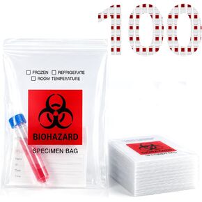 6x9 In (15x25cm) Biohazard Specimen Bags with Outside Pocket Paperwork Pouch | Lab Sample Transfer Bag | Halloween Party Candy Bags [100 PCS] in Saudi Arabia