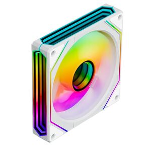 مروحة حالة الكمبيوتر Prism6 PRO ARGB، مروحة تبريد بتصميم تأثير الضوء مرآة لا نهائية، مروحة وحدة المعالجة المركزية 120 مم PWM 1600RPM 2MMH20 HDB لمشجعي الكمبيوتر (أبيض للأمام) in Kuwait