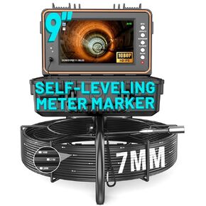 Anysun Sewer Camera Self Leveling 100ft, Sewer Inspection Camera with Meter Marker, HD Screen, DVR, 12 Adjustable LED Lights, 7mm Cable, 5100mAh Rechargeable Battery, 32GB Card in Kuwait