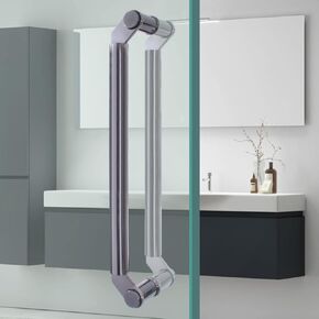 Modern Double-Sided Round Glass Door Handles - 60cm Stainless Steel Push Pull Handles for Front Doors & Showers - Dark Grey Commercial Grade Hardware in Kuwait