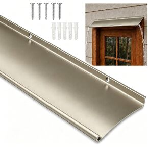 4" Extra-Wide Door Rain Drip Guard, Heavy Duty Aluminum Window Rain Diverter, Door Rain Deflector with Pre Drilled Holes and Expansion Screws (Black, 1pcs) in Kuwait