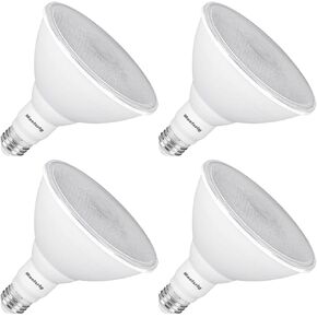 مصابيح Maelsrlg PAR38 LED للإضاءة الخارجية، 18 وات (ما يعادل 120 وات)، ضوء النهار 5000 ك، أضواء فيضانات LED خارجية مقاومة للطقس مع قاعدة E26، 1800LM، 4 عبوات in Kuwait