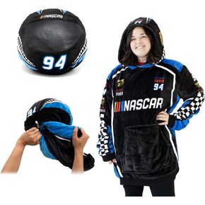 بطانية بغطاء رأس كبيرة الحجم يمكن ارتداؤها بطابع NASCAR للبالغين من الرجال والنساء - سويت شيرت من البوليستر الناعم - أسود in Saudi Arabia