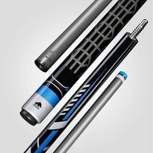 RHINO Racing Pool Cue - أزرق - 3/8-8 مفصل - عمود كربون ممتاز، قطر طرف 12.5 مم، مستدق احترافي. بعقب مركب in Kuwait