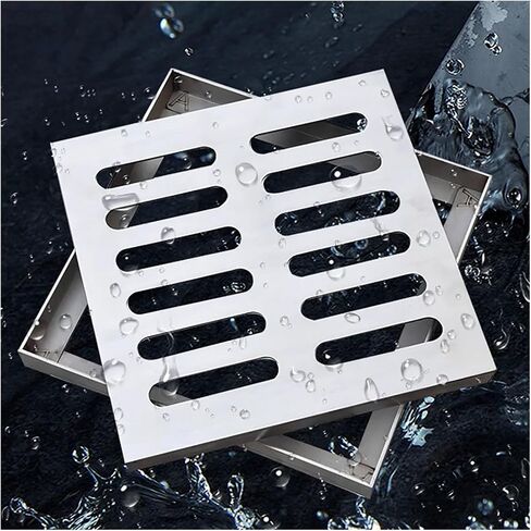 Durable Stainless Steel Drain Grate with Anti-Slip Frame, 35x35cm (13.8x13.8in) - Ideal Outdoor Floor Cover for Yard & Garden Drainage Solutions in Kuwait