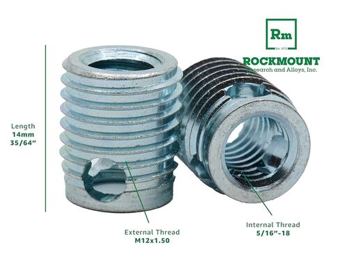 إدراج ملولب ذاتي القفل من Rockmount، 5/16 بوصة - 18 خيط داخلي، جدار قياسي، 5 قطع in Kuwait