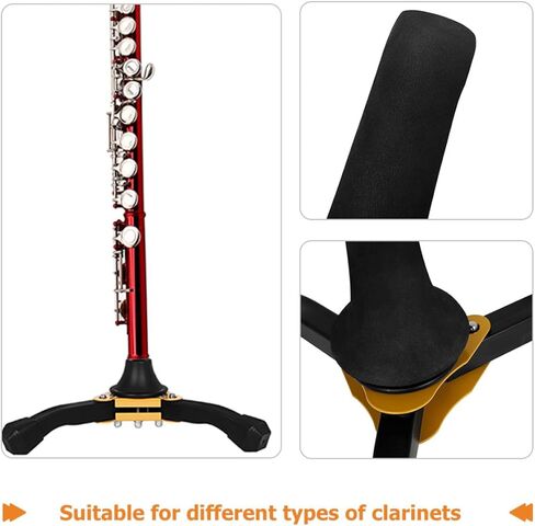Toddmomy Foldable Saxophone Stand Clarinet Holder Flute Tripod Holder Adjustable Wind Instrument Stand for Musician Practice and Performance in Kuwait