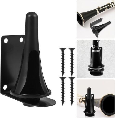 Toddmomy Clarinet and Flute Wall Mount Stand Bracket, Black Pipe Holder with Single Spring Clip, Musical Instrument Hanging Rack for Woodwind Display and Storage in Kuwait