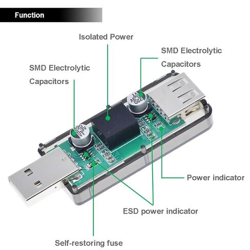 وحدة عازل USB ADUM3160 رقاقة USB إلى USB لوحة عازل الجهد الكهربائي للإشارة الرقمية وعازل طاقة الصوت 12 ميجا بت في الثانية USB 2.0 حماية ESD مع كابل تمديد USB in Kuwait