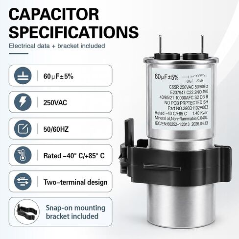 WH12X27614 W290D1102P003 Washer Start Capacitor and Bracket Kit, Compatible with ge, hotpoint etc washers (Some Models), Replace WH12X29017, 290d1102p002, WH12X24103, WH16X24102, WH13X28838, etc in Kuwait