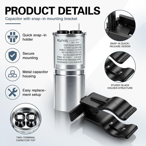 WH12X27614 W290D1102P003 Washer Start Capacitor and Bracket Kit, Compatible with ge, hotpoint etc washers (Some Models), Replace WH12X29017, 290d1102p002, WH12X24103, WH16X24102, WH13X28838, etc in Kuwait