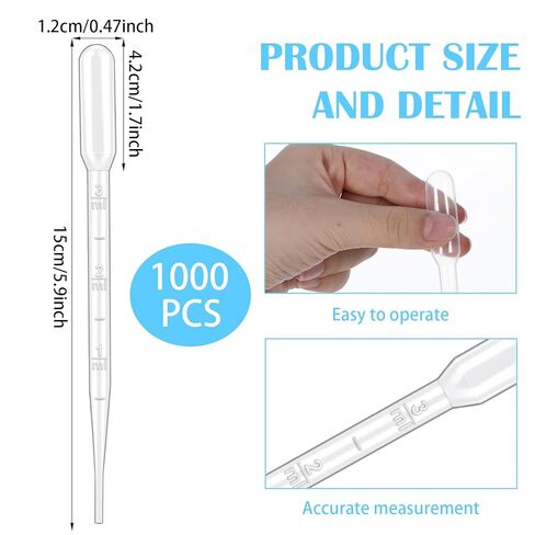 1000 Pcs Plastic Transfer Pipettes, Disposable Graduated 3ml Pipettes for Scientific Experiments, Essential Oils, Laboratory Use in Saudi Arabia