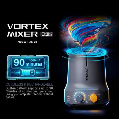 خلاط طلاء Airgoo Vortex Mixer، بدون استخدام اليدين، مع توقف زمني، سرعة قابلة للتعديل تصل إلى 100 مل لدهانات الأكريليك البخاخة للهوايات، زجاجات القطارة، خلط المختبر، طلاء الأظافر، أنابيب الاختبار (3200 دورة في الدقيقة) in Kuwait