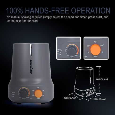 خلاط طلاء Airgoo Vortex Mixer، بدون استخدام اليدين، مع توقف زمني، سرعة قابلة للتعديل تصل إلى 100 مل لدهانات الأكريليك البخاخة للهوايات، زجاجات القطارة، خلط المختبر، طلاء الأظافر، أنابيب الاختبار (3200 دورة في الدقيقة) in Kuwait