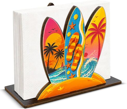 Sea Turtle Decor Wood Napkin Holder for Table，Cute Beach Themed Turtle Wooden Upright Napkin Holders for Kitchen Dining Room Party Cocktail Outdoor Use in Kuwait