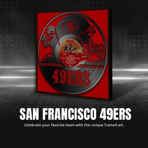 رياضة كرة القدم كرة القدم جدار الفن مؤطرة الفينيل سجل ديكور الطباعة - 13X13 ملصقات كرة القدم NFL لغرفة نوم الأولاد والديكورات لكهف الرجل - سان فرانسيسكو 49ers in Kuwait