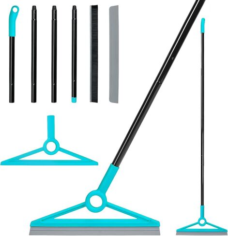 Mavriz Rubber Broom Carpet Rake لإزالة شعر الحيوانات الأليفة ، مكنسة شعر الحيوانات الأليفة للأرضية الصلبة ، مزيل الفرو مع Squeegee in Kuwait