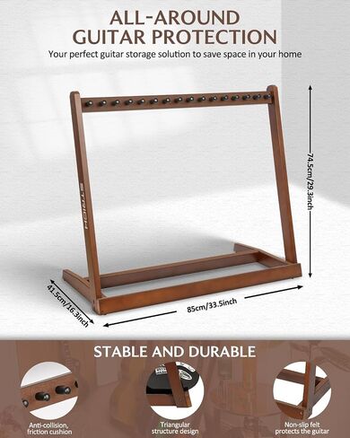 STRICH Guitar Stand for Multiple Guitars, Hardwood Guitar Rack for 8 Electric Guitar Bass, or 5 Acoustic Guitars, Padded Multi Guitar Stand for Home, Studio, SMT-10 (7-Holder) in Saudi Arabia