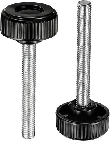 HARFINGTON 2 قطعة مقابض تثبيت مخرشة مسامير إبهام M10 × 60 مم متري ذكر خيط 38 مم رأس مستدير من البلاستيك من الفولاذ الكربوني مقبض ملولب مقبض إبهام برغي شد يدوي، أسود in Kuwait