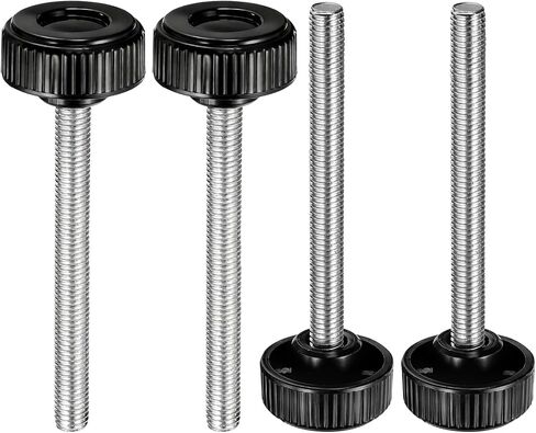 HARFINGTON 2 قطعة مقابض تثبيت مخرشة مسامير إبهام M10 × 60 مم متري ذكر خيط 38 مم رأس مستدير من البلاستيك من الفولاذ الكربوني مقبض ملولب مقبض إبهام برغي شد يدوي، أسود in Kuwait