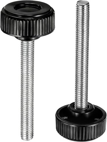 HARFINGTON 2 قطعة مقابض تثبيت مخرشة مسامير إبهام M10 × 60 مم متري ذكر خيط 38 مم رأس مستدير من البلاستيك من الفولاذ الكربوني مقبض ملولب مقبض إبهام برغي شد يدوي، أسود in Kuwait