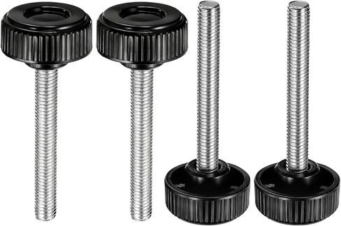 HARFINGTON 2 قطعة مقابض تثبيت مخرشة مسامير إبهام M10 × 60 مم متري ذكر خيط 38 مم رأس مستدير من البلاستيك من الفولاذ الكربوني مقبض ملولب مقبض إبهام برغي شد يدوي، أسود in Kuwait