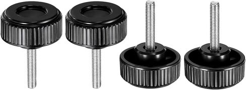 HARFINGTON 2 قطعة مقابض تثبيت مخرشة مسامير إبهام M10 × 60 مم متري ذكر خيط 38 مم رأس مستدير من البلاستيك من الفولاذ الكربوني مقبض ملولب مقبض إبهام برغي شد يدوي، أسود in Kuwait