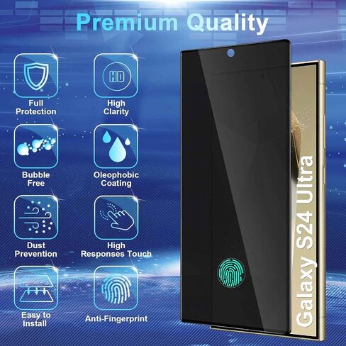 2+2 Pack Privacy Screen Protector Compatible with Galaxy S25 FE 5G - 2 Tempered Film + 2 Camera Lens Glass - High Clarity - Bubble Free - Anti-Spy Protection - Anti-Shatter in Saudi Arabia