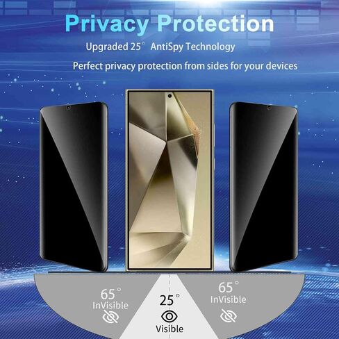 2+2 Pack Privacy Screen Protector Compatible with Galaxy S25 FE 5G - 2 Tempered Film + 2 Camera Lens Glass - High Clarity - Bubble Free - Anti-Spy Protection - Anti-Shatter in Saudi Arabia