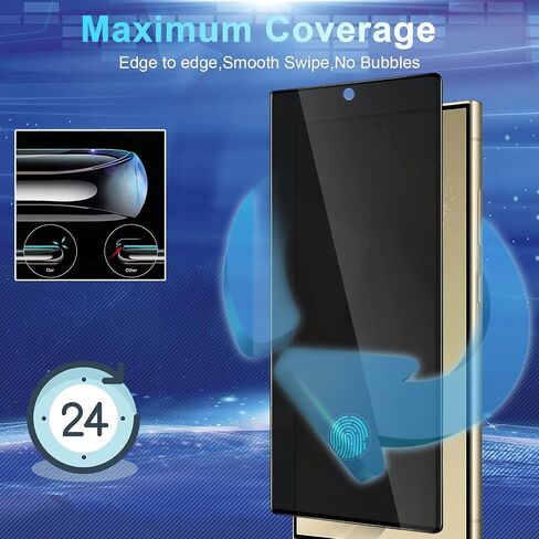 2+2 Pack Privacy Screen Protector Compatible with Galaxy S25 FE 5G - 2 Tempered Film + 2 Camera Lens Glass - High Clarity - Bubble Free - Anti-Spy Protection - Anti-Shatter in Saudi Arabia