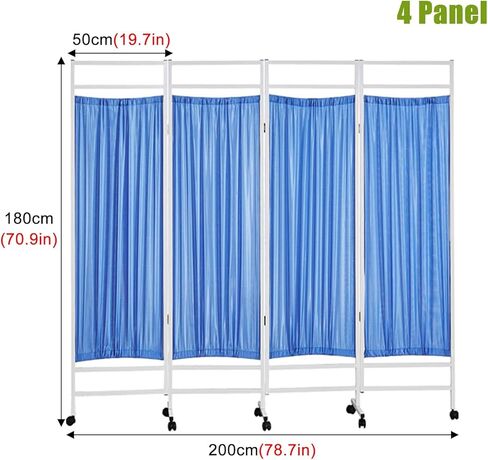 Mobile Medical Privacy Screen Room Divider – Foldable Iron Frame, Blue Nylon Silk Fabric – Ideal for Ward, Salon, Health Museum – Standing Door Partition f in Kuwait