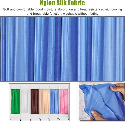 Mobile Medical Privacy Screen Room Divider – Foldable Iron Frame, Blue Nylon Silk Fabric – Ideal for Ward, Salon, Health Museum – Standing Door Partition f in Kuwait