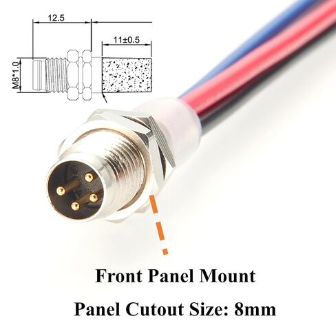 IP67 M8 A-Code 4 Pin Male موصل وعاء كابل اللوحة الأمامية جبل الاستشعار مقبس دائري كابل كهربائي مع أسلاك ضفيرة مجمعة مسبقًا للأتمتة الصناعية، PLCs، الروبوتات (20 سم) in Kuwait