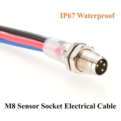 IP67 M8 A-Code 4 Pin Male موصل وعاء كابل اللوحة الأمامية جبل الاستشعار مقبس دائري كابل كهربائي مع أسلاك ضفيرة مجمعة مسبقًا للأتمتة الصناعية، PLCs، الروبوتات (20 سم) in Kuwait