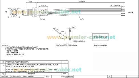 IP67 M8 A-Code 4 Pin Male موصل وعاء كابل اللوحة الأمامية جبل الاستشعار مقبس دائري كابل كهربائي مع أسلاك ضفيرة مجمعة مسبقًا للأتمتة الصناعية، PLCs، الروبوتات (20 سم) in Kuwait