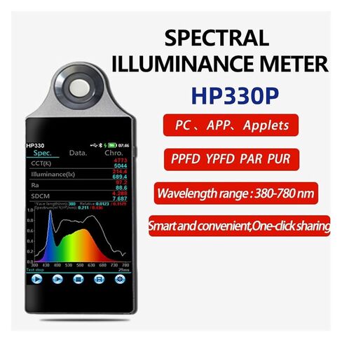 HP330P Handheld Spectrometer with Touch Screen Display Wavelength 380-780nm PPFD PAR DLI Light Meter High Sensitivity, Low Error in Saudi Arabia