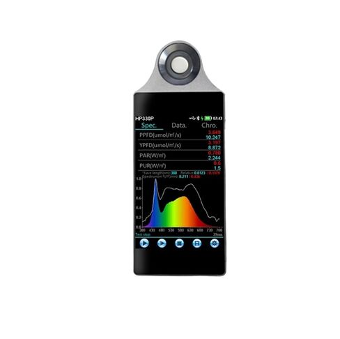 Handheld PAR Light PPFD Spectrometer for LED Grow Lights HP330P Light Spectrum Meter Lux CCT CRI Tester HP330P 350nm-800nm High Sensitivity, Low Error in Saudi Arabia