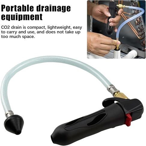 Gallo Drain Gun for Air Conditioner Condensate Lines, with Flexible Hose, Air Conditioner Cleaner Blaster Opener Kit, Threaded CO2 Cartridge Drain Blaster Cleaner, Quick Condensation Removal(Black) in Kuwait
