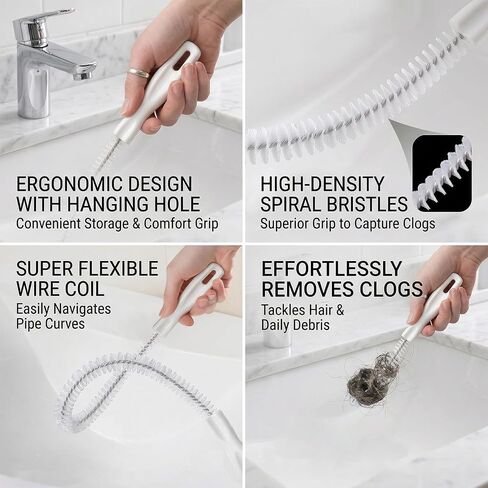 Kitchen Sink Cleaning Brush, Drain Clog Remover Brush, Flexible Long Pipe Hair Clogs Catcher Cleaner Tool for Kitchen, Bathroom in Kuwait