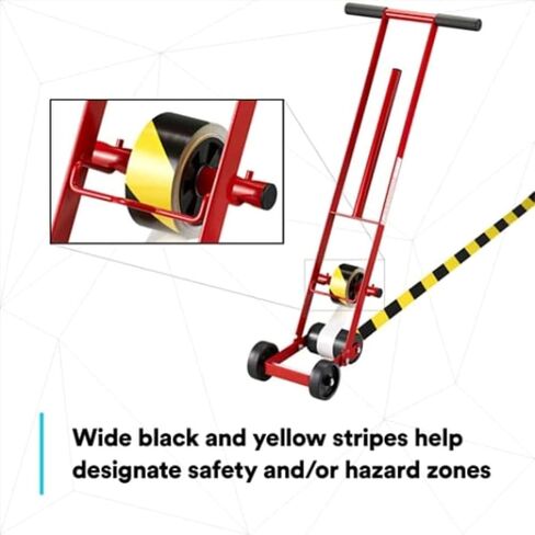 3M Hazard Warning Tape 766, 2 Inch x 36 Yards, Black and Yellow Striped Vinyl Safety Tape, High-Visibility Adhesive Floor Marking Roll for Warehouse, Aisle, Stair, Equipment, and Hazard Zones in Saudi Arabia