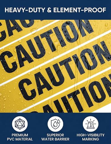 1 Roll Premium Yellow Caution Tape, 3 Inch x 656Ft | Waterproof Crime Scene Tape with Bold Black Text - Non-Adhesive for Hazardous Areas, Safety Construction and Halloween Decor in Kuwait