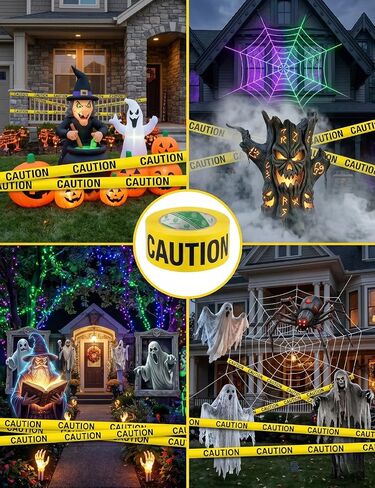 1 Roll Premium Yellow Caution Tape, 3 Inch x 656Ft | Waterproof Crime Scene Tape with Bold Black Text - Non-Adhesive for Hazardous Areas, Safety Construction and Halloween Decor in Kuwait